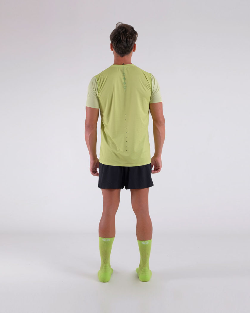 Camiseta de running de poliéster reciclado para hombre de la Serie 4 elementos en color lima