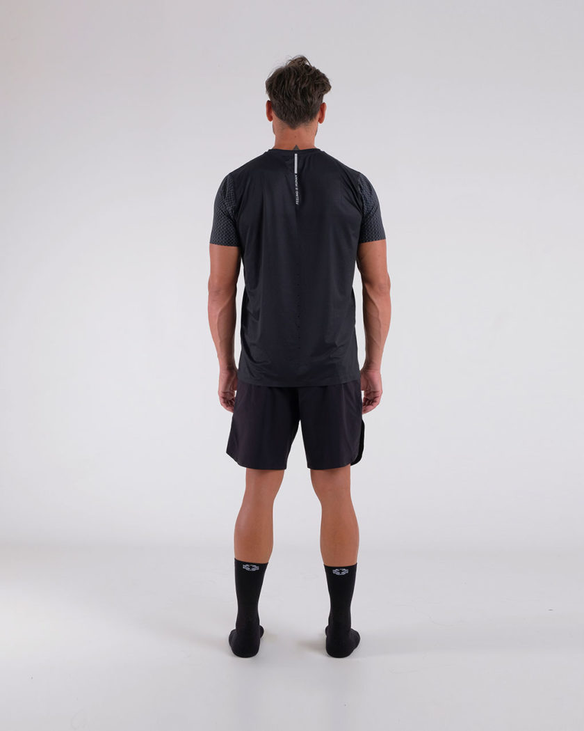 Camiseta de running poliéster reciclado para hombre de la Serie reflejo en color negro