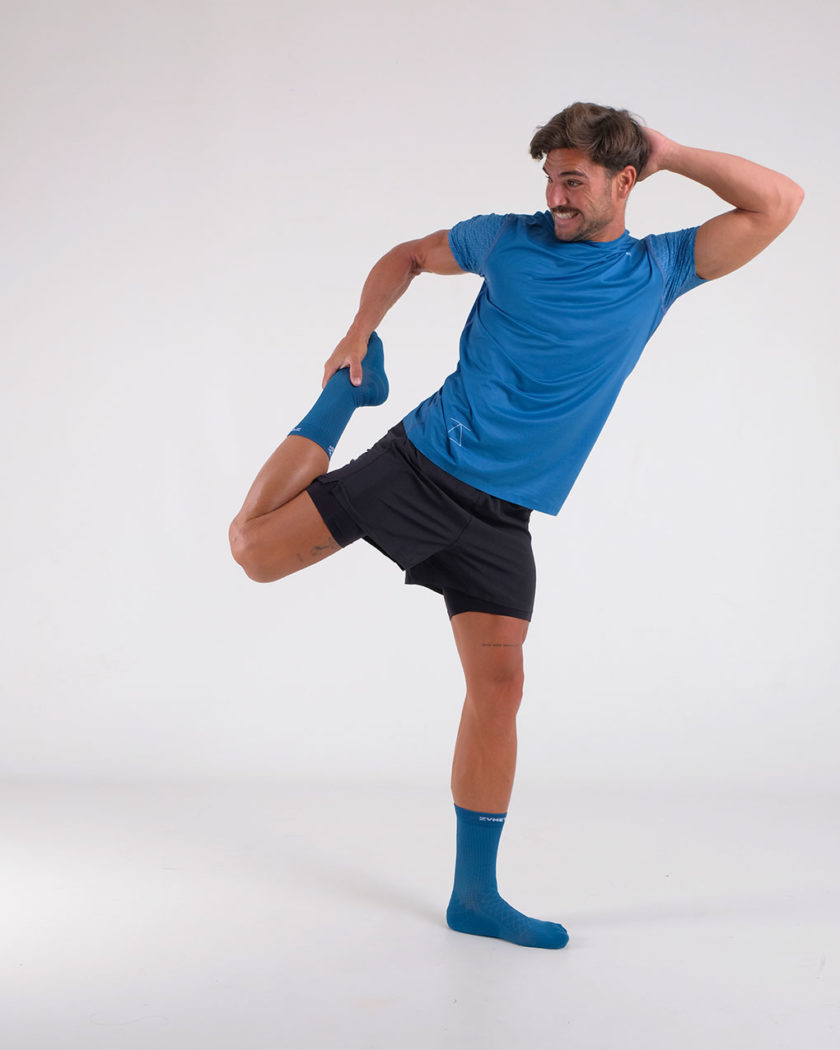 camiseta de running para hombre manga corta azul serie Desafio